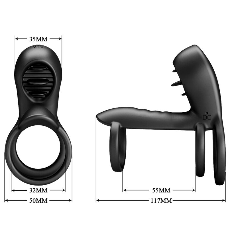 PRETTY LOVE - BAINHA DE PÊNIS JAMMY 12 VIBRAÇÕES COM LÍNGUA DE SILICONE RECARREGÁVEL
