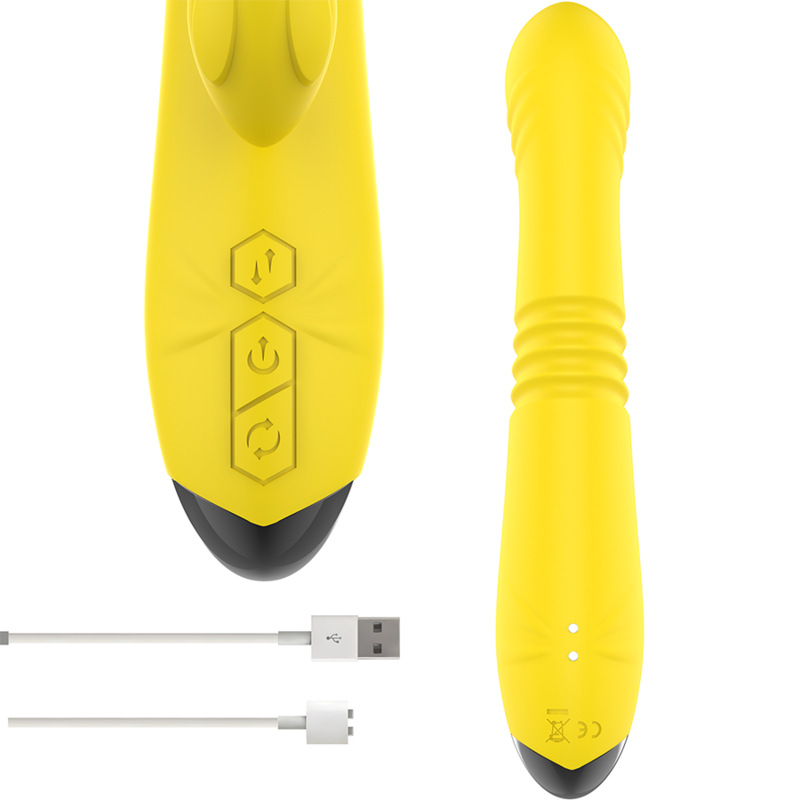 INTENSE - TOKY VIBRADOR MULTIFUNCIÓN ARRIBA Y ABAJO CON ESTIMULADOR DE CLÍTORIS AMARILLO