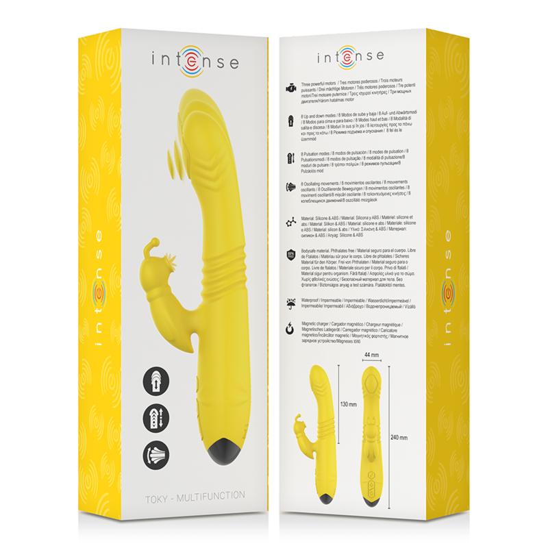 INTENSE - TOKY VIBRADOR MULTIFUNCIÓN ARRIBA Y ABAJO CON ESTIMULADOR DE CLÍTORIS AMARILLO