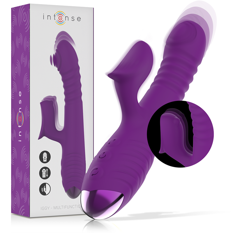 INTENSE - IGGY VIBRADOR MULTIFUNCIÓN RECARGABLE ARRIBA Y ABAJO CON ESTIMULADOR DE CLÍTORIS MORADO