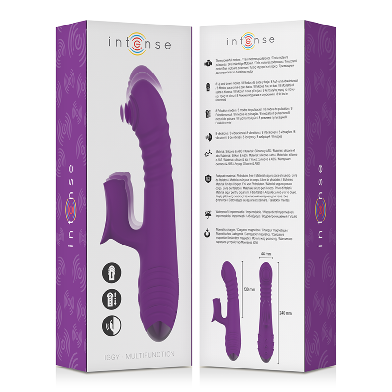 INTENSE - IGGY VIBRADOR MULTIFUNCIÓN RECARGABLE ARRIBA Y ABAJO CON ESTIMULADOR DE CLÍTORIS MORADO