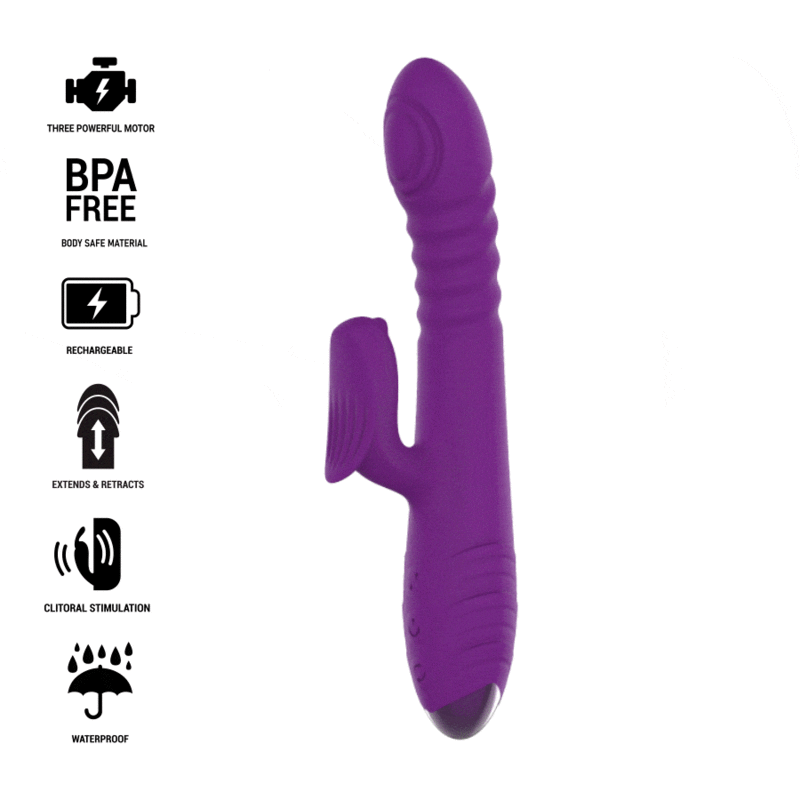 INTENSE - IGGY VIBRADOR MULTIFUNCIÓN RECARGABLE ARRIBA Y ABAJO CON ESTIMULADOR DE CLÍTORIS MORADO