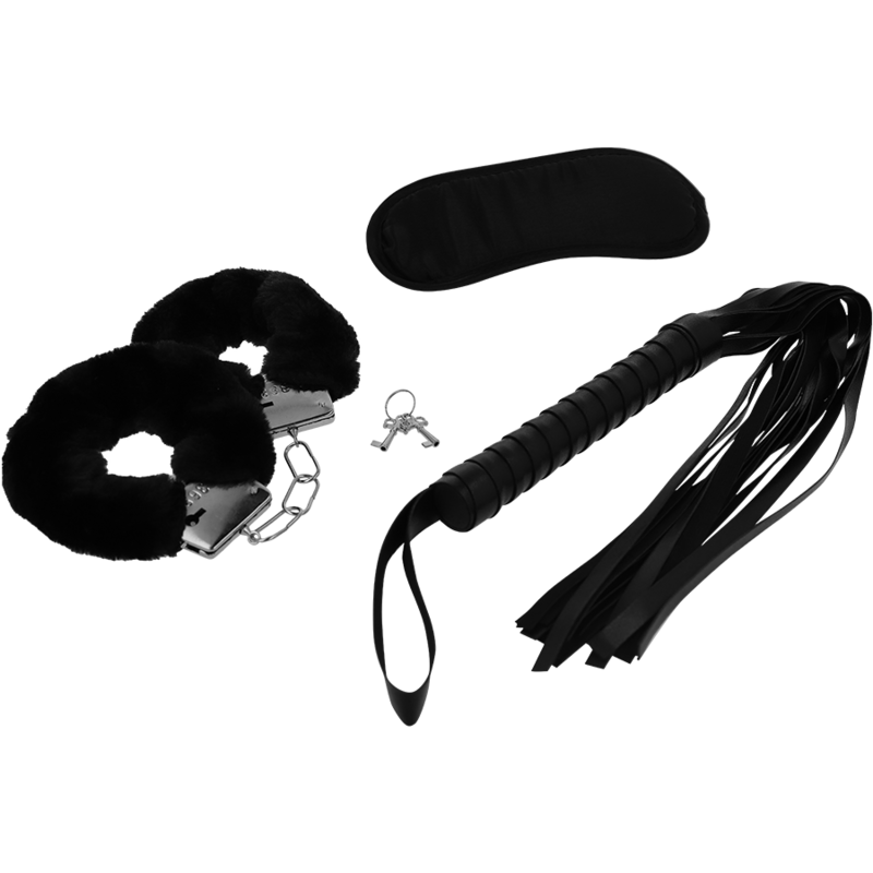INTENSO - FETICHE ERÓTICO PLAYSET 1 COM ALGEMAS, MÁSCARA CEGA E FLOGGER
