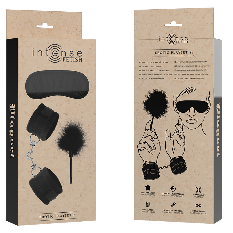 INTENSO - FETICHE ERÓTICO PLAYSET 2 COM ALGEMAS, MÁSCARA CEGA E CÓCEGAS