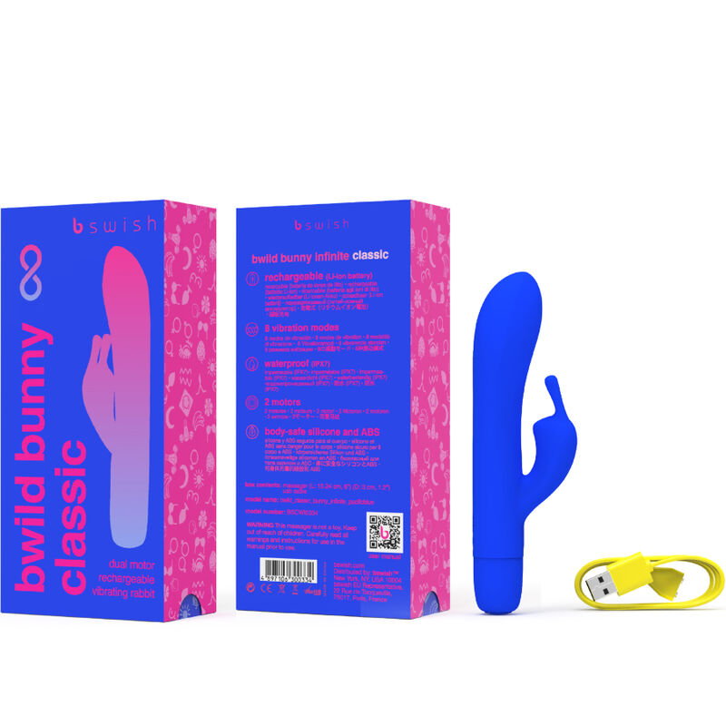 B SWISH - BWILD BUNNY INFINITE CLASSIC VIBRADOR RECARREGÁVEL SILICONE AZUL