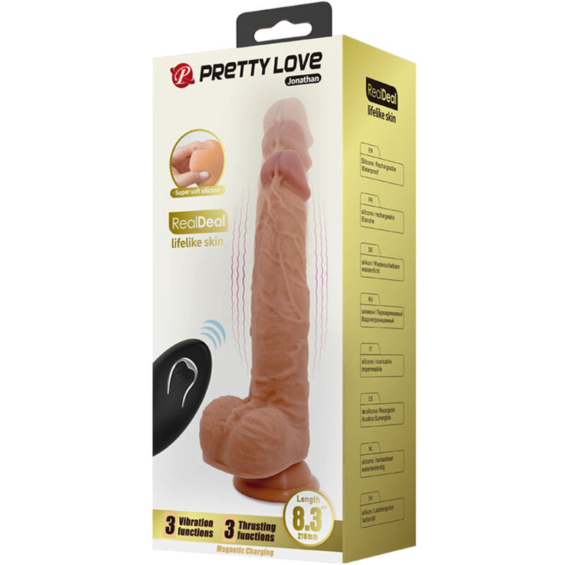 PRETTY LOVE - JONATHAN DILDO DE SILICONE 3 VIBRAÇÕES + 3 MEDIDAS DE INSERÇÃO CONTROLE REMOTO 21 CM