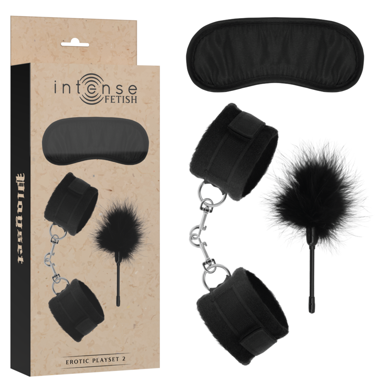 INTENSO - FETICHE ERÓTICO PLAYSET 2 COM ALGEMAS, MÁSCARA CEGA E CÓCEGAS