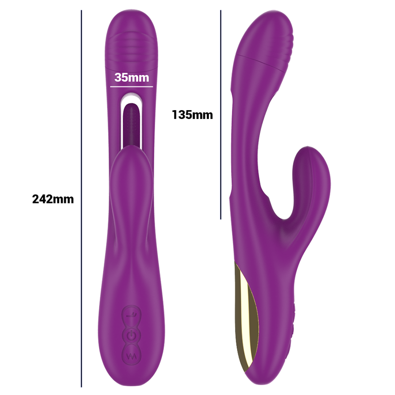 INTENSO - VIBRADOR MULTIFUNCIONAL RECARREGÁVEL APOLO 7 VIBRAÇÕES COM MOVIMENTO DE OSCILAÇÃO ROXO
