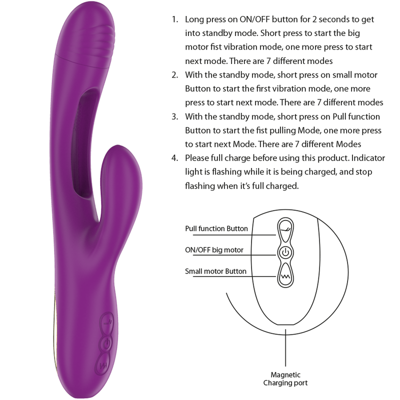 INTENSO - VIBRADOR MULTIFUNCIONAL RECARREGÁVEL APOLO 7 VIBRAÇÕES COM MOVIMENTO DE OSCILAÇÃO ROXO