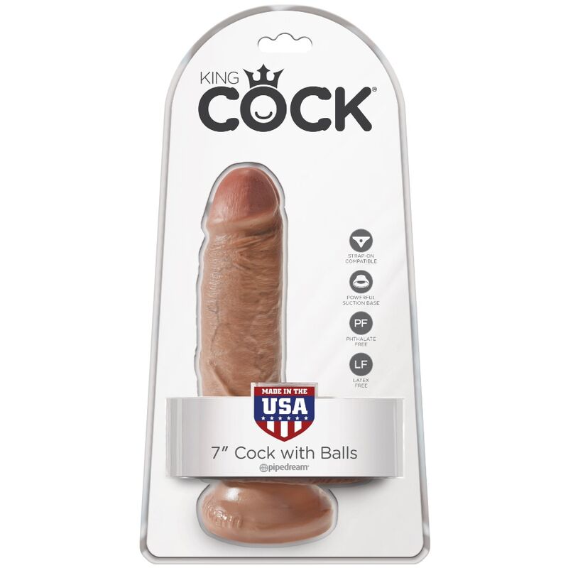 KING COCK - PENE REALISTA CON BOLAS 13.2 CM CARAMELO