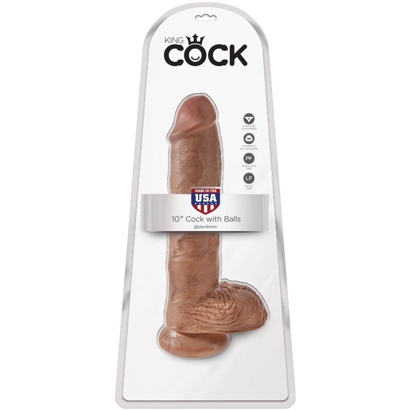 KING COCK - PENE REALÍSTICO CON TESTÍCULOS 19.8 CM CARAMELO
