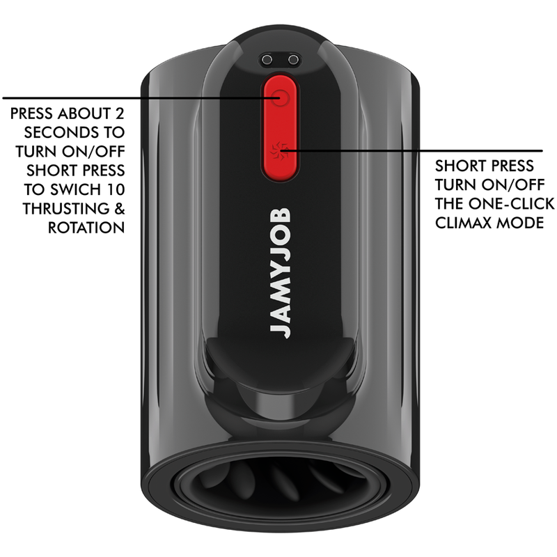 JAMYJOB - MASTURBADOR COM MODO TURBO DE TECNOLOGIA COM IMPULSO VORTEX E ROTAÇÃO DE 360°