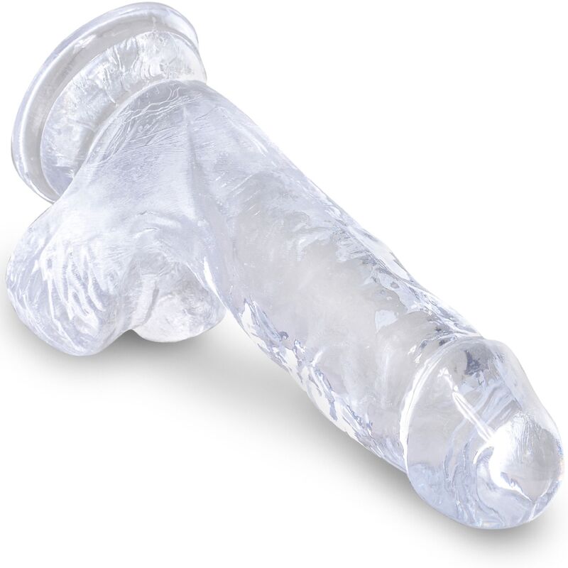 KING COCK - PENE REALISTA CON BOLAS 10,1 CM TRANSPARENTE