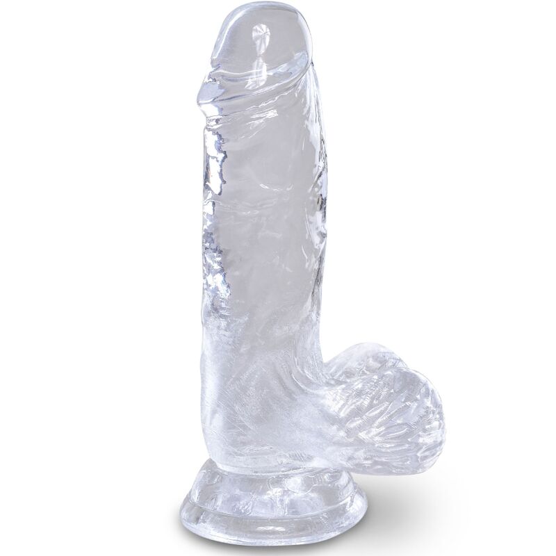 KING COCK - PENE REALISTA CON BOLAS 10,1 CM TRANSPARENTE