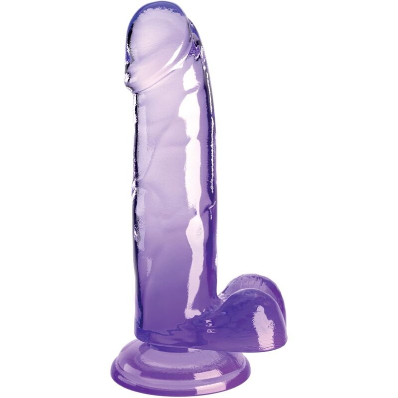 KING COCK - PENE REALISTA TRANSPARENTE CON BOLAS 15,2 CM MORADO