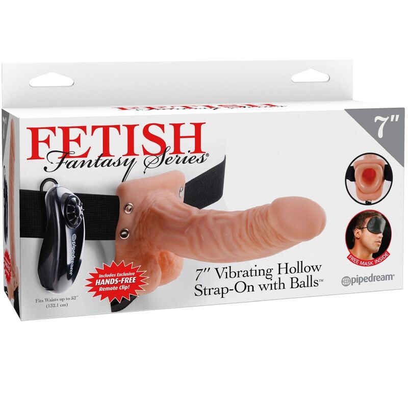 SÉRIE FETISH FANTASY - ARREIO AJUSTÁVEL COM CONTROLE REMOTO PÊNIS REALISTA COM TESTÍCULOS 17,8 CM