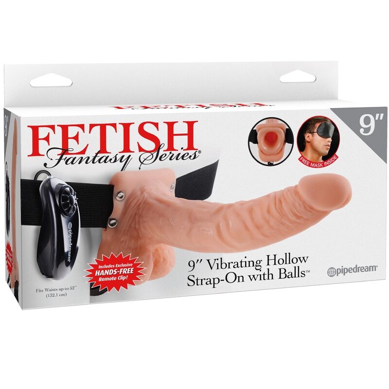 SÉRIE FETISH FANTASY - ARREIO AJUSTÁVEL COM CONTROLE REMOTO PÊNIS REALISTA COM TESTÍCULOS 23 CM