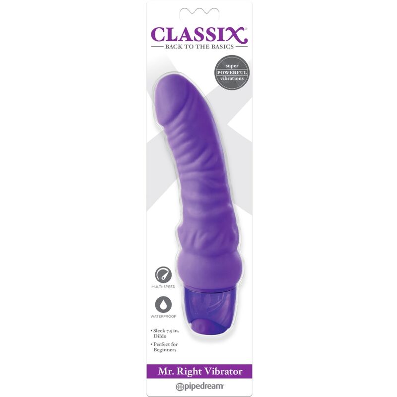 CLASSIX - VIBRATING DILDO MR. RIGHT MULTI-VELOCIDADE 15.5 CM ROXO