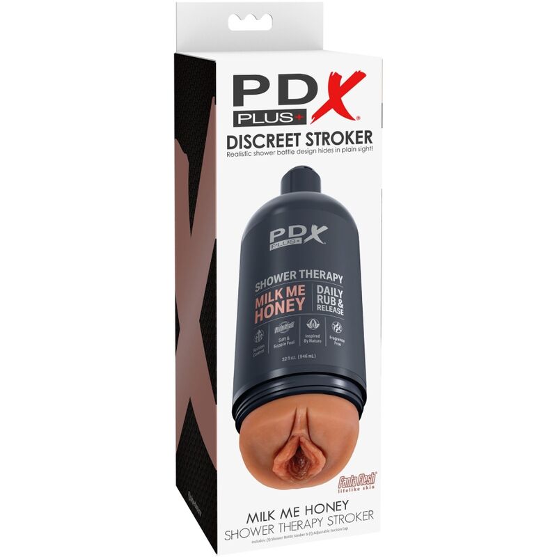 PDX PLUS - MASTURBADOR STROKER DESIGN DISCRETO DE GARRAFA MILK ME HONEY CANDY SHAMPOO
