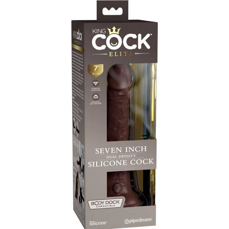 KING COCK - ELITE DILDO DE SILICONE REALÍSTICO 17,8 CM CASTANHO