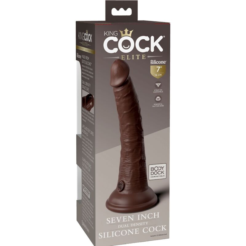 KING COCK - ELITE DILDO DE SILICONE REALÍSTICO 17,8 CM CASTANHO