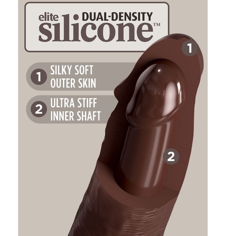 KING COCK - ELITE DILDO DE SILICONE REALÍSTICO 17,8 CM CASTANHO