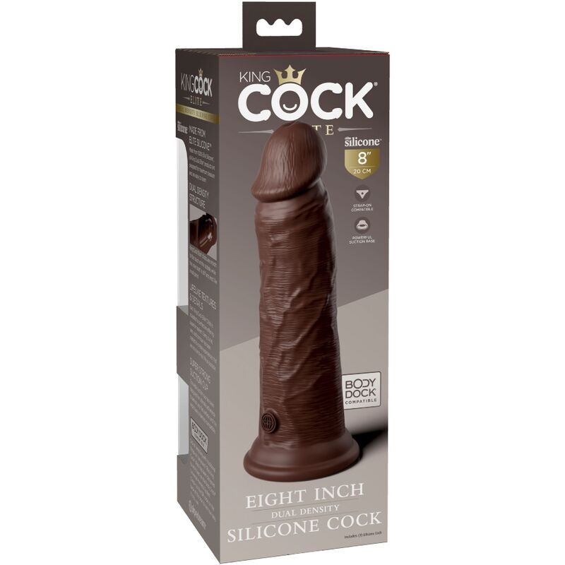 KING COCK - ELITE DILDO DE SILICONE REALISTA 20,3 CM CASTANHO