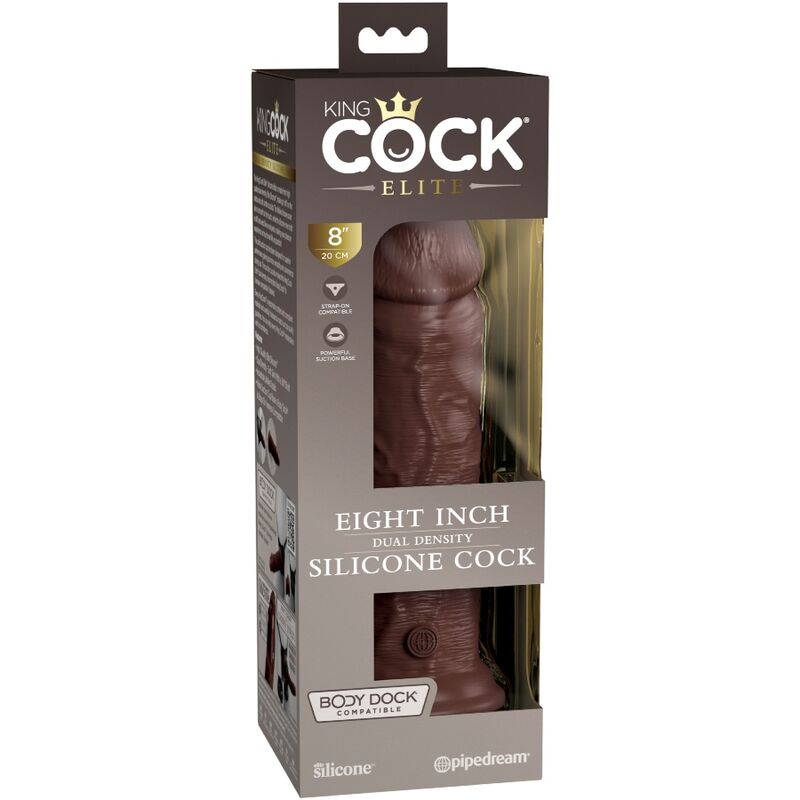 KING COCK - ELITE DILDO DE SILICONE REALISTA 20,3 CM CASTANHO