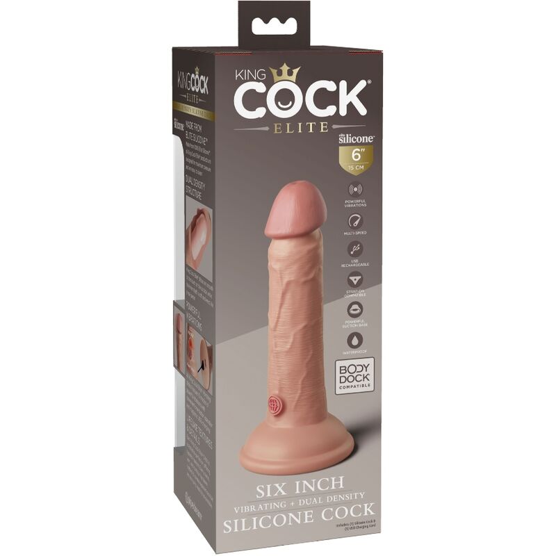 KING COCK - DILDO REALISTA ELITE VIBRADOR Y SILICONA 15,2 CM