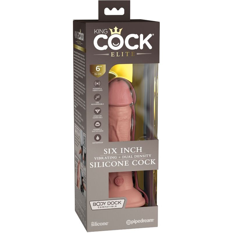 KING COCK - DILDO REALISTA ELITE VIBRADOR Y SILICONA 15,2 CM