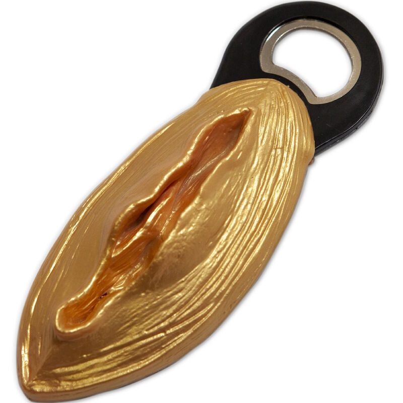 DIABLO PICANTE - ABRIDOR PRETO DOURADO EM FORMATO DE VAGINA