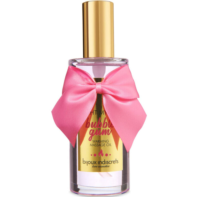 BIJOUX - ÓLEO DE MASSAGEM INDISCRETS LIGHT MY FIRE COM EFEITO CALOR E SABOR DE GOMA DE MASCAR