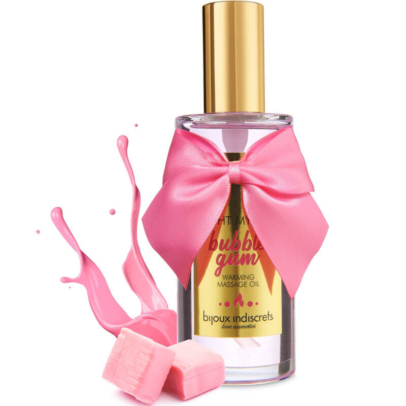 BIJOUX - ÓLEO DE MASSAGEM INDISCRETS LIGHT MY FIRE COM EFEITO CALOR E SABOR DE GOMA DE MASCAR