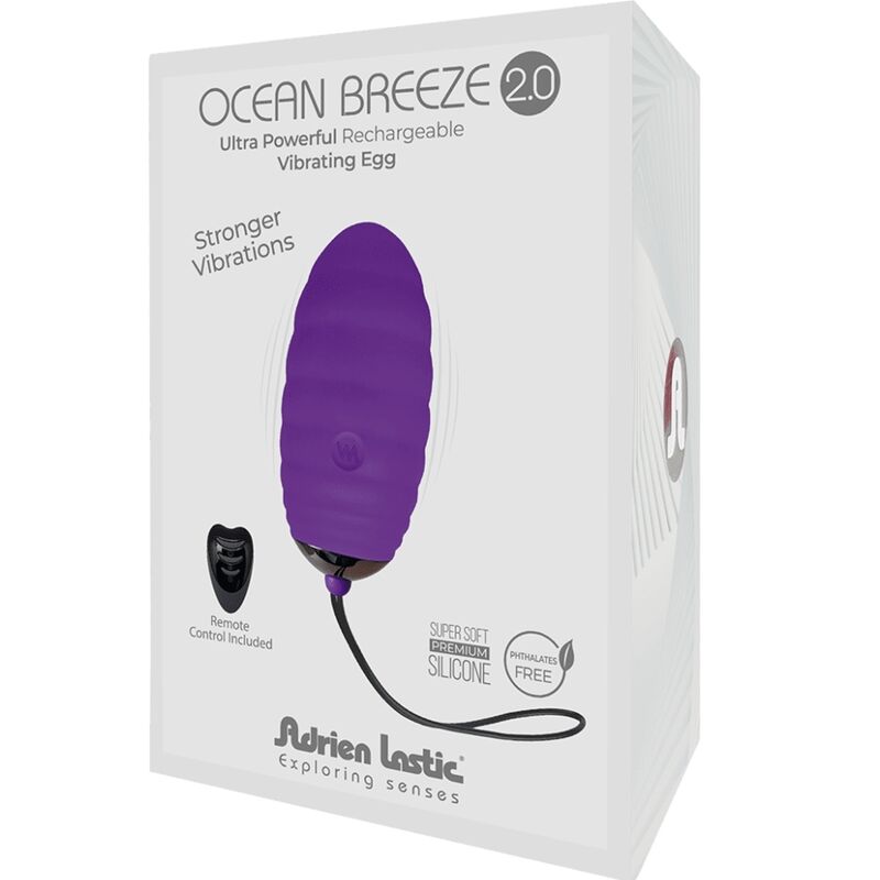 ADRIEN LASTIC - OVO VIBRANTE RECARREGÁVEL OCEAN BREEZE 2.0 CONTROLE REMOTO VIOLETA