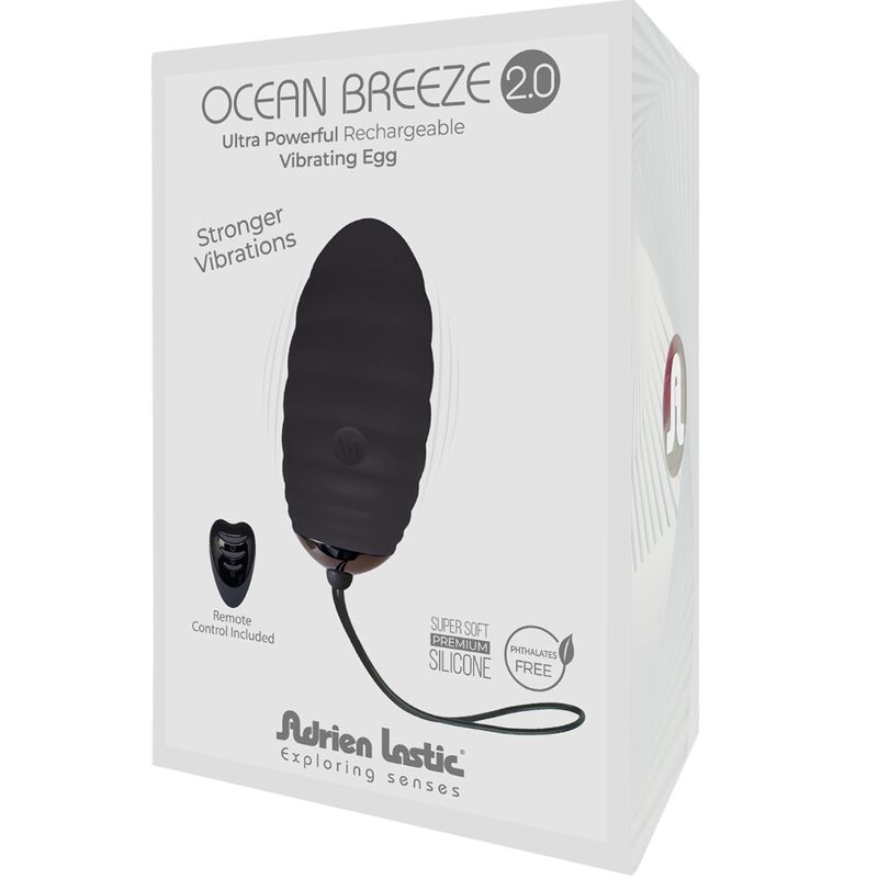ADRIEN LASTIC - OVO VIBRATÓRIO RECARREGÁVEL OCEAN BREEZE 2.0 CONTROLE REMOTO PRETO