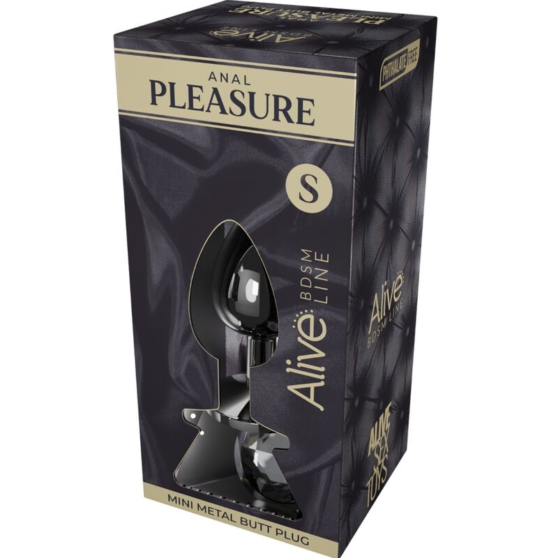 ALIVE - MINI PLUG ANAL DE PRAZER METAL PRETO TAMANHO P