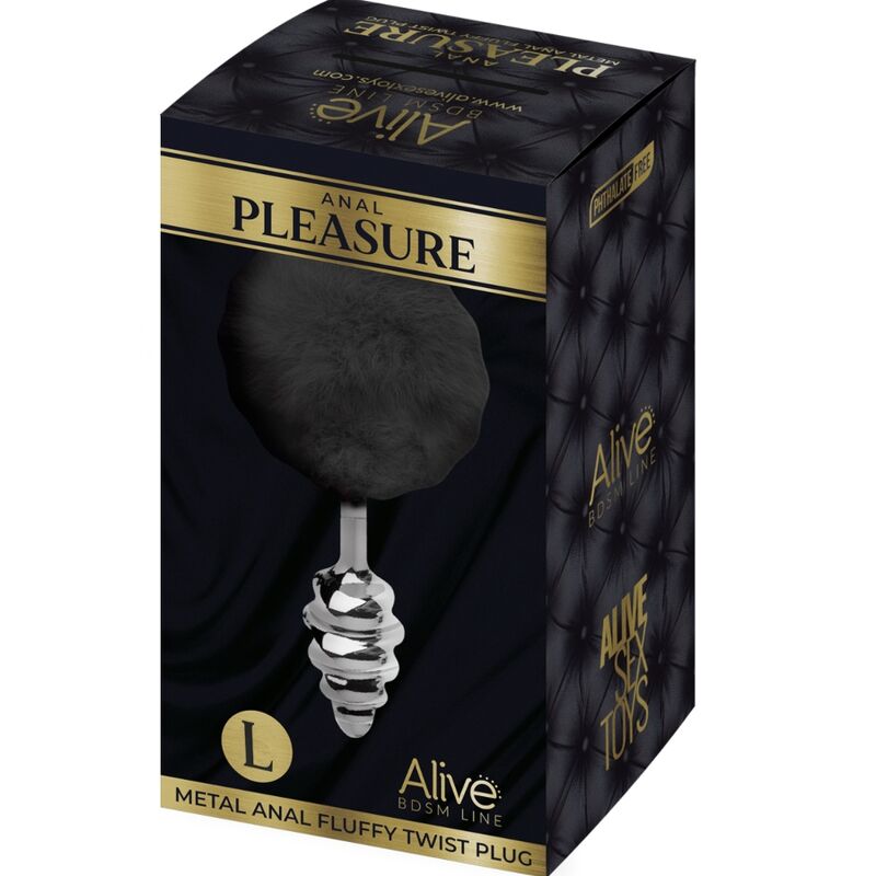 ALIVE - PLUG ANAL DE PRAZER ESPIRAL DE METAL FOFO PRETO TAMANHO G