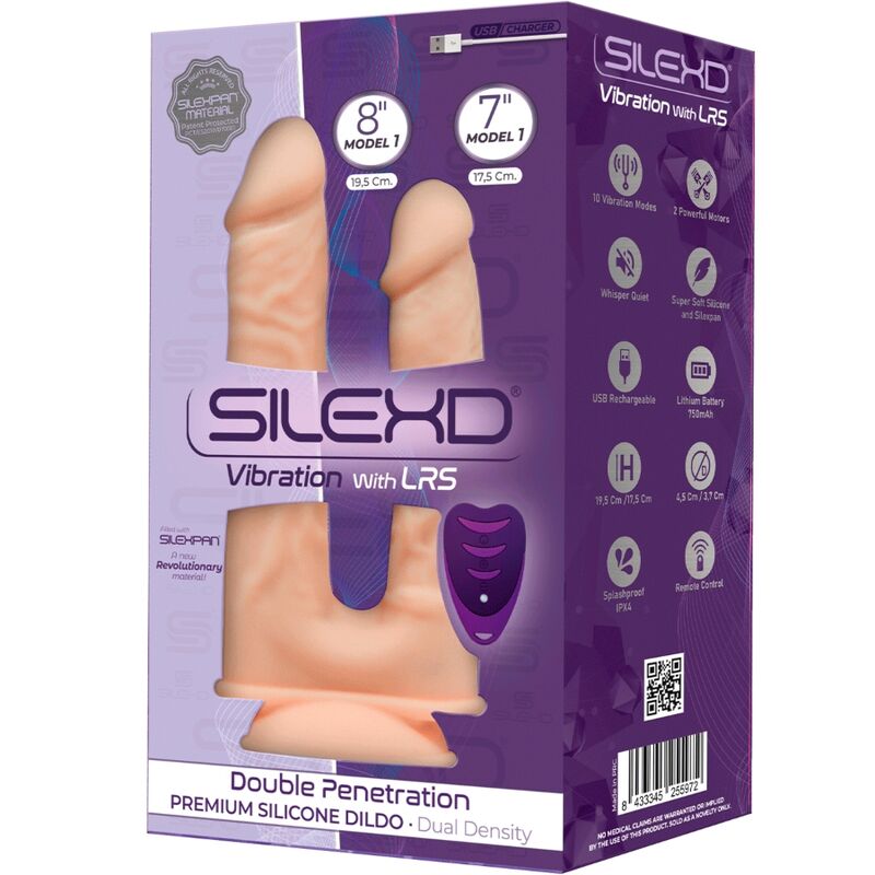 SILEXD - MODELO 1 VIBRADOR PENE REALISTA DOBLE PENETRACIÓN PREMIUM SILEXPAN SILICONA CONTROL REMOTO 17.5 / 19.5 CM