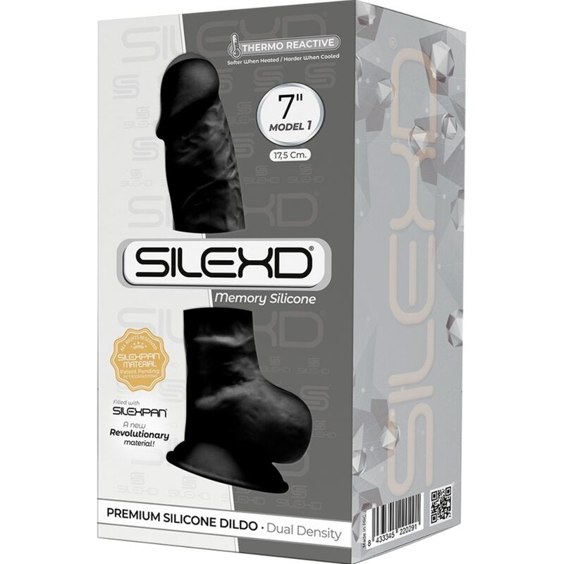 SILEXD - MODELO 1 PÊNIS REALISTA PREMIUM SILEXPAN SILICONE PRETO 17,5 CM