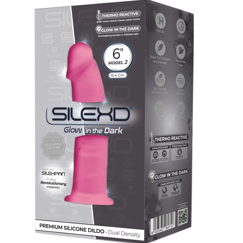 SILEXD - MODELO 2 PÊNIS REALISTA PREMIUM SILEXPAN SILICONE ROSA FLUORESCENTE 15 CM