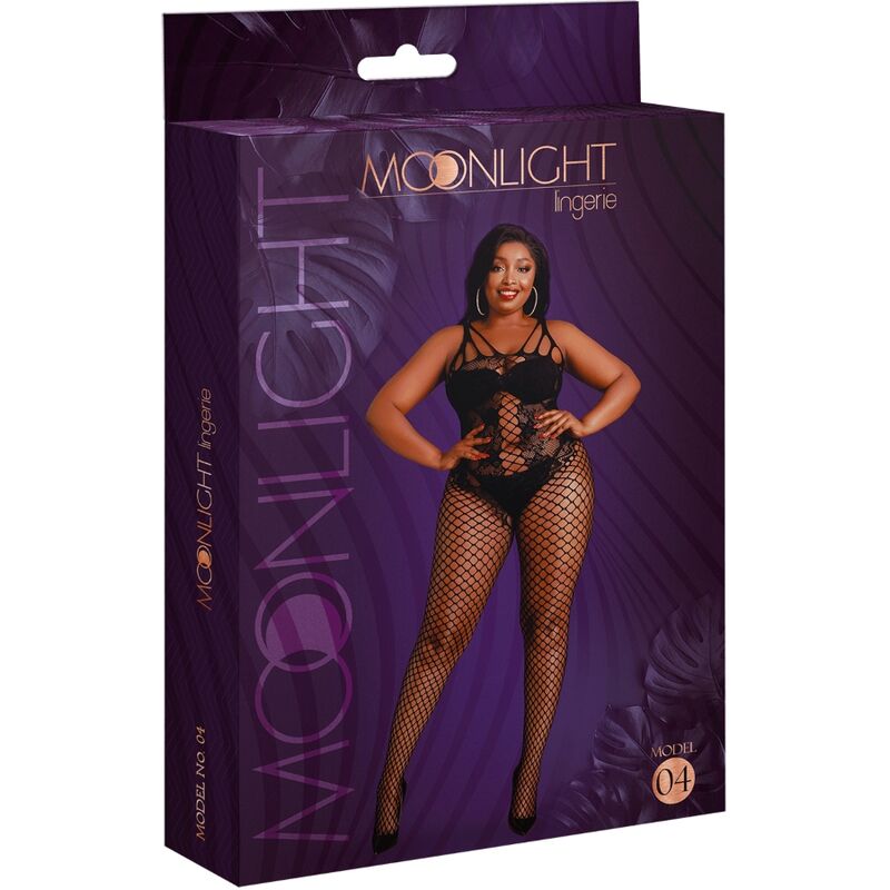 MOONLIGHT - MODELO 4 BODYSTOCKING PRETO TAMANHO PLUS