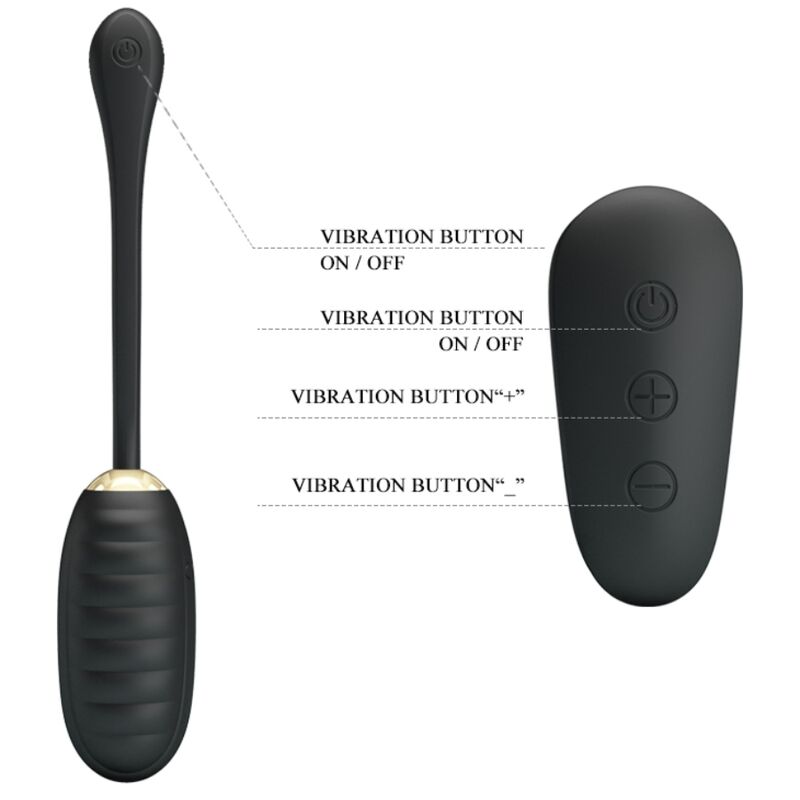 PRETTY LOVE - DOREEN LUXURY RECARREGÁVEL VIBRANTE OVO PRETO CONTROLE REMOTO