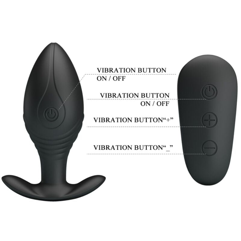 PRETTY LOVE - REGINA ANAL PLUG VIBRADOR RECARREGÁVEL PRETO