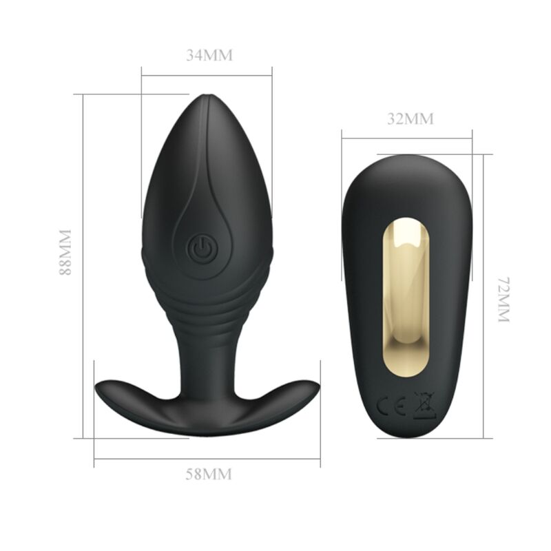 PRETTY LOVE - REGINA ANAL PLUG VIBRADOR RECARREGÁVEL PRETO