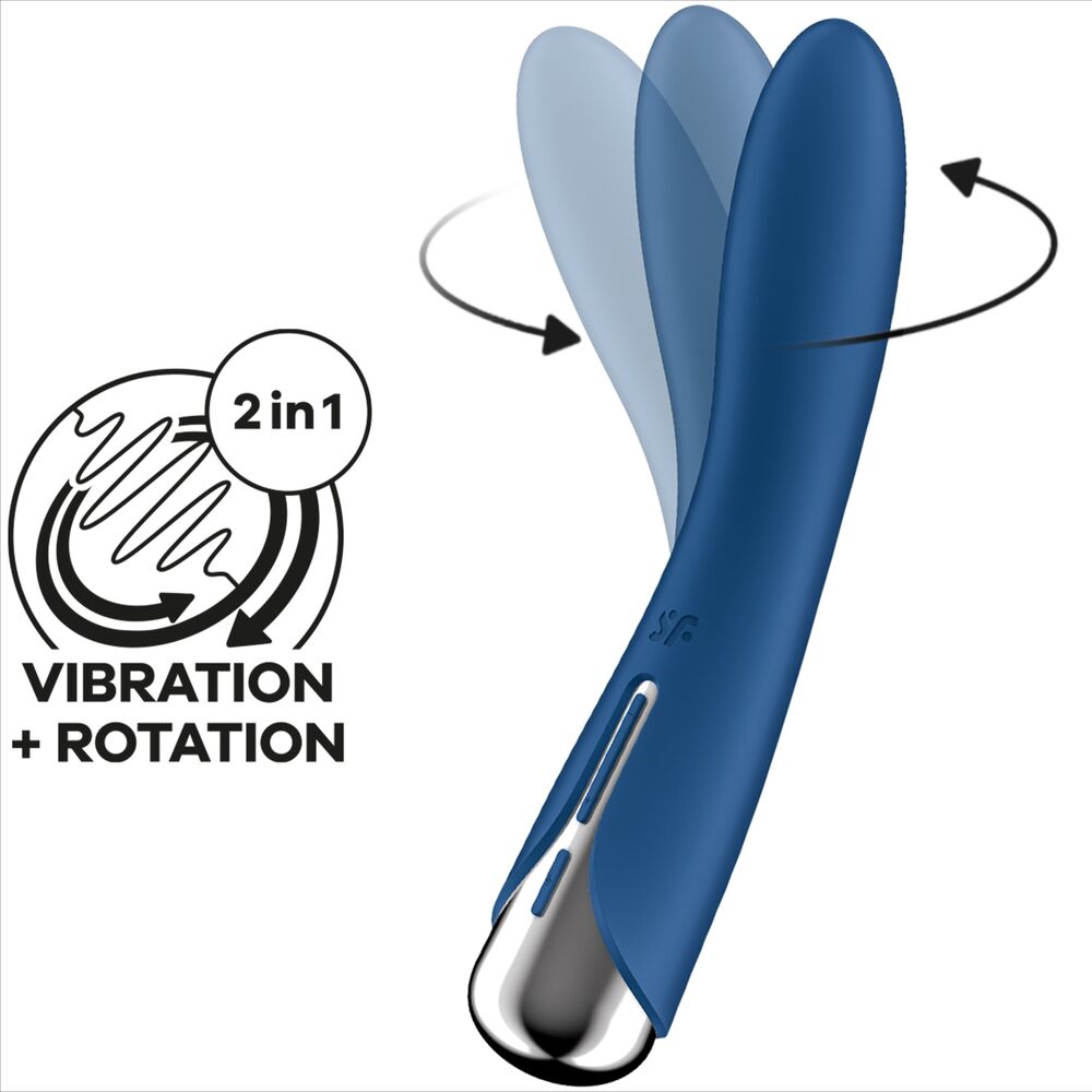 SATISFYER - VIBRADOR GIRATORIO AZUL CON PUNTO G