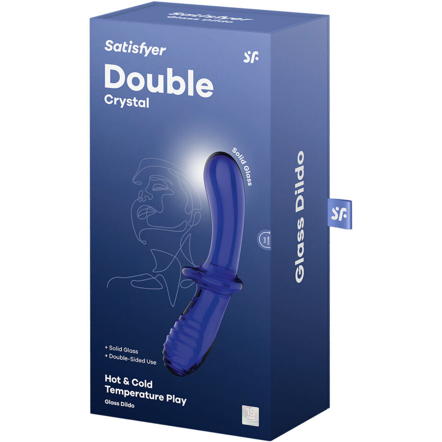 SATISFYER - DUPLO DILDO DE CRISTAL AZUL