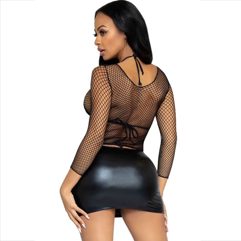 LEG AVENUE - CAMISETA DE MANGA LONGA COM REDE DE ARRASTO AZUL