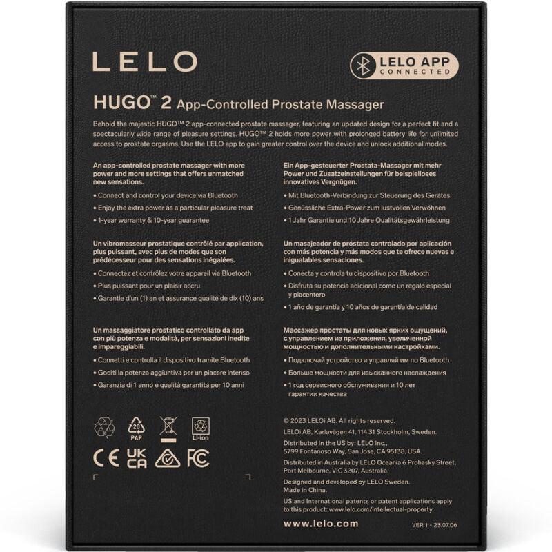 LELO - HUGO 2 MASAJEADOR DE PRÓSTATA NEGRO