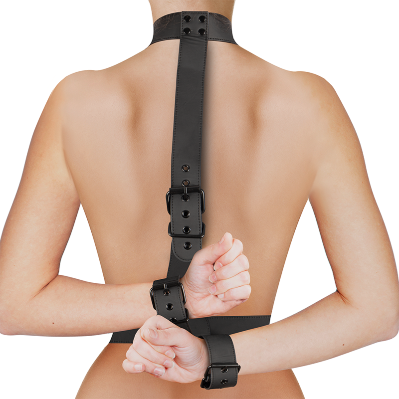 Conjunto de bondage sumiso fetiche: collar y esposas para muñecas, restricción corporal