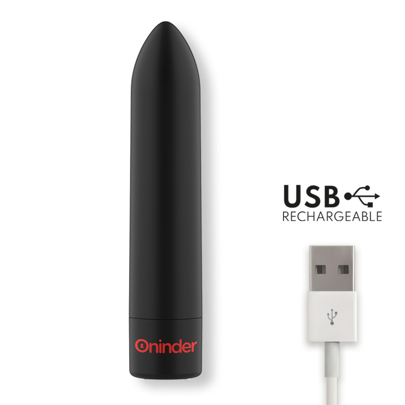ONINDER - VIBRADOR BERLIN BULLET PRETO 9 MODOS 8,5 X 2 CM - APLICATIVO GRÁTIS